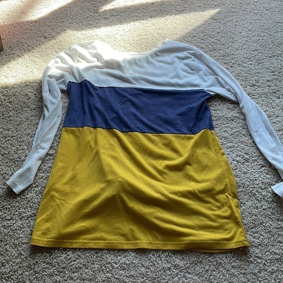 Colorblock knotted long sleeve shirt M - Picture 8 of 8